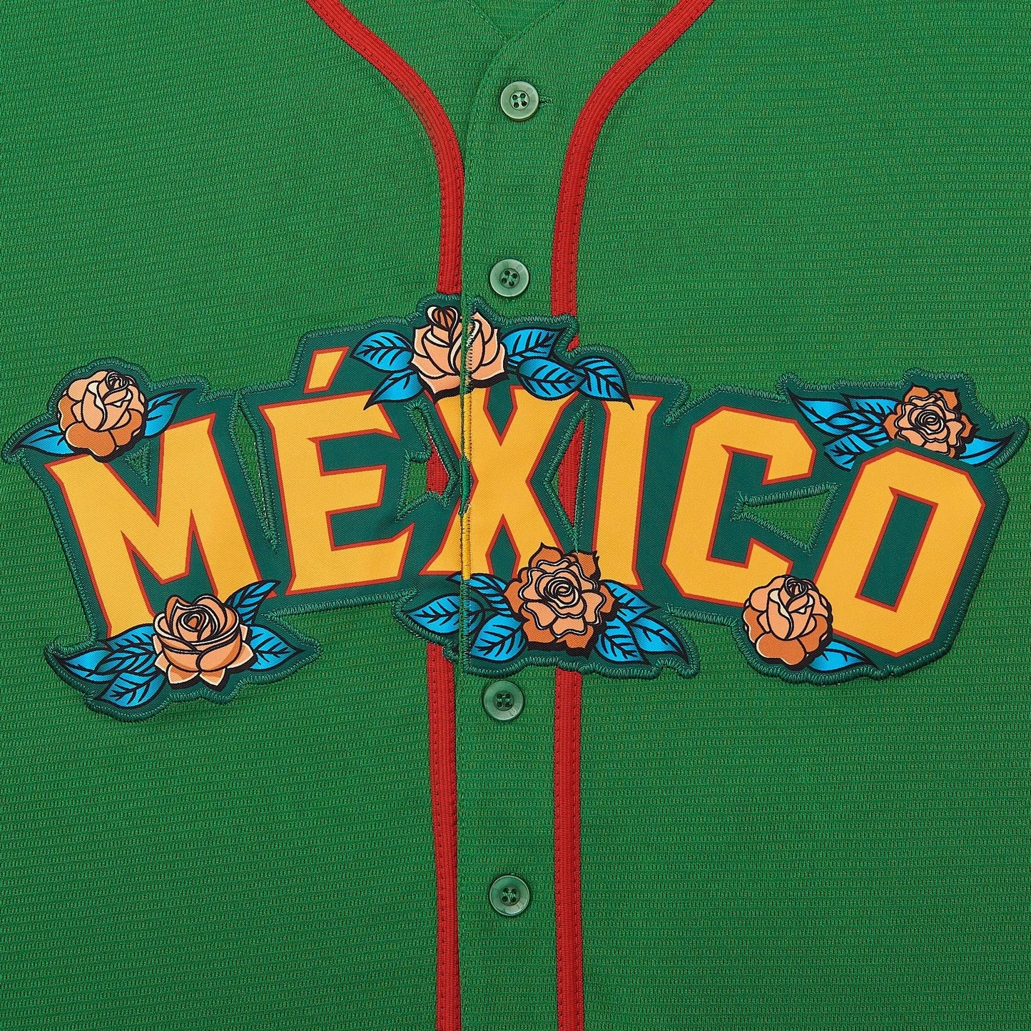 V-Neck Mexico Guadalupe Embroidered Baseball Jersey,Men'S Gift,Button Short Sleeve Sports Jersey,Loose Breathable Soft Comfort,Gift for Game Day