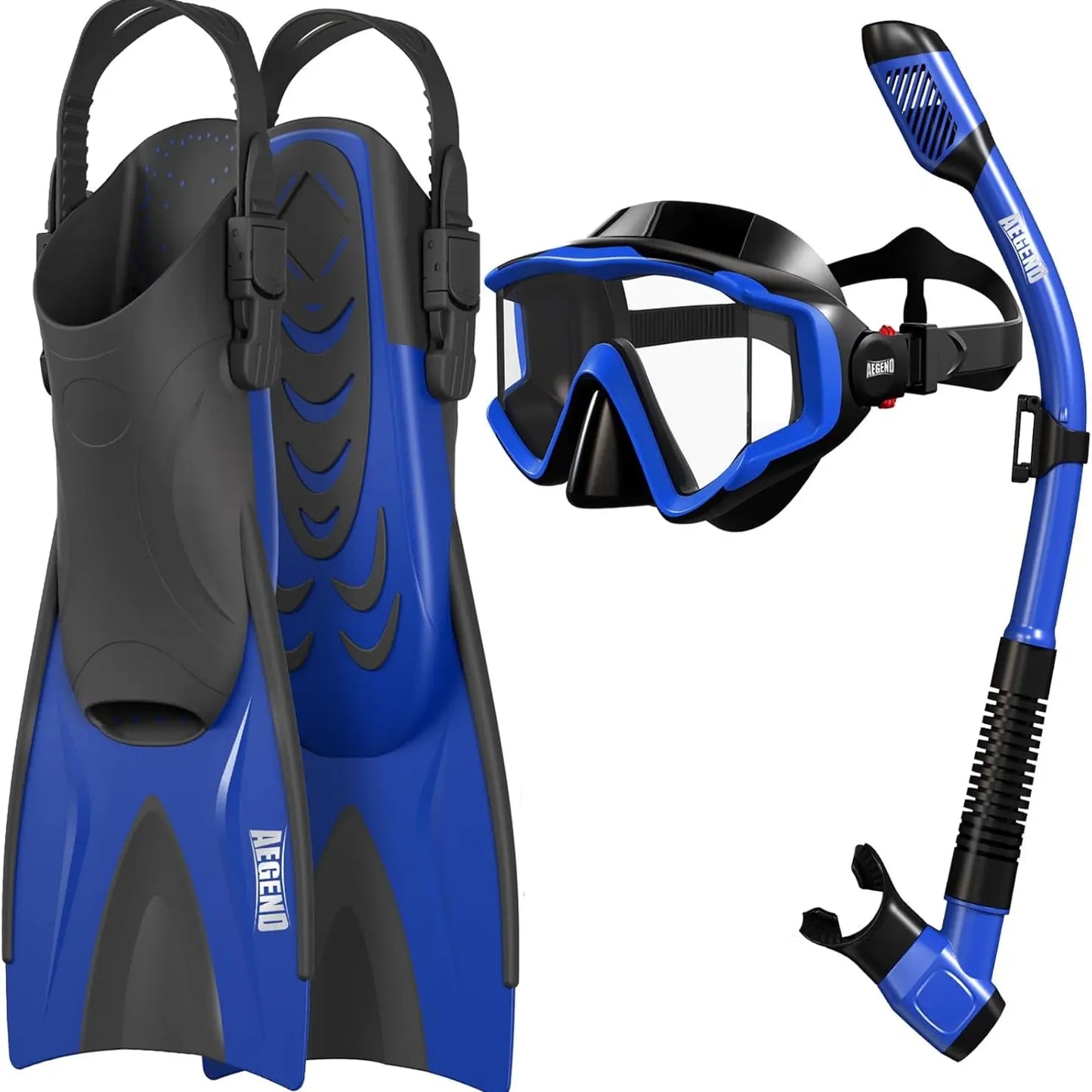 Aegend Professional Snorkeling Gear for Adults: Anti-Fog Panoramic Mask Set with Adjustable Fins and Dry Top Snorkel - Comprehensive Travel Snorkel Set for Swimming, Diving, and Snorkeling