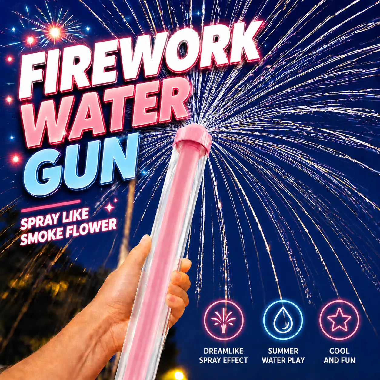 Pink Retractable Water Gun — Summer Outdoor Pool & Beach Water Play Party Toy — Water Hose / Drain Pipe / Drainage System