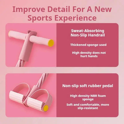 Upgraded 6-Tube Foot Pedal Resistance Trainer, Elastic Pull Rope for Abs, Glutes & Arms Training