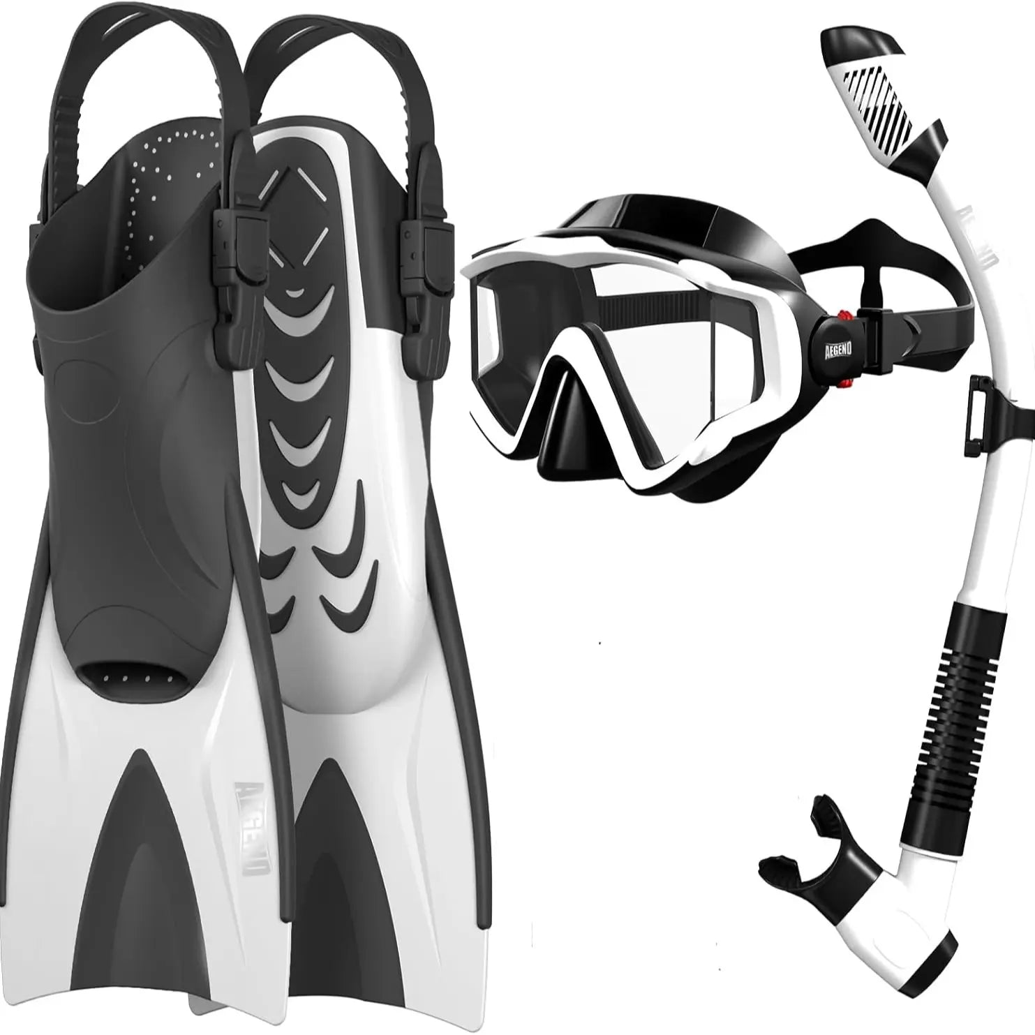 Aegend Professional Snorkeling Gear for Adults: Anti-Fog Panoramic Mask Set with Adjustable Fins and Dry Top Snorkel - Comprehensive Travel Snorkel Set for Swimming, Diving, and Snorkeling