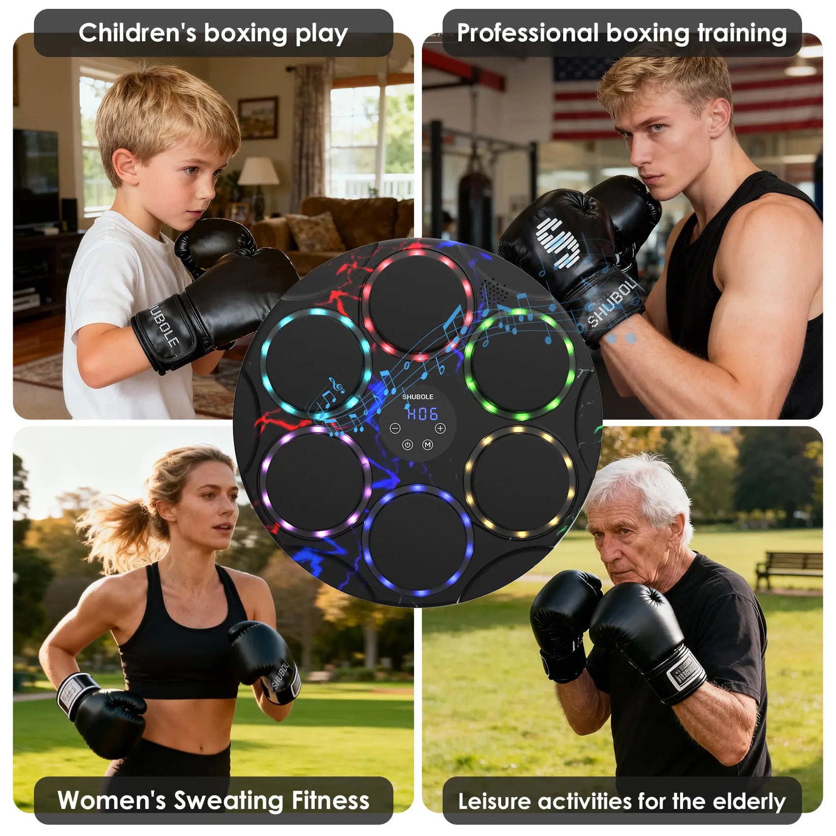 SHUBOLE Music Boxing Machine with Gloves - Wall Mounted Punching Trainer for Adults & Kids, 9-Speed Punch Game, Wall Boxing Punching Pad, 2025 Upgrade Gifts for Boys Age 6+